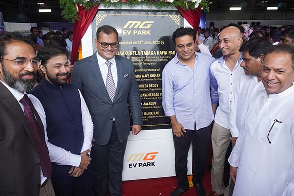 launching MG EV Park at Zaheerabad