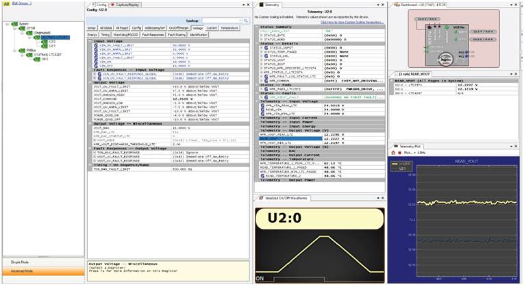 Figure 2. LTC2971 telemetry table for voltage, current, and temperature.